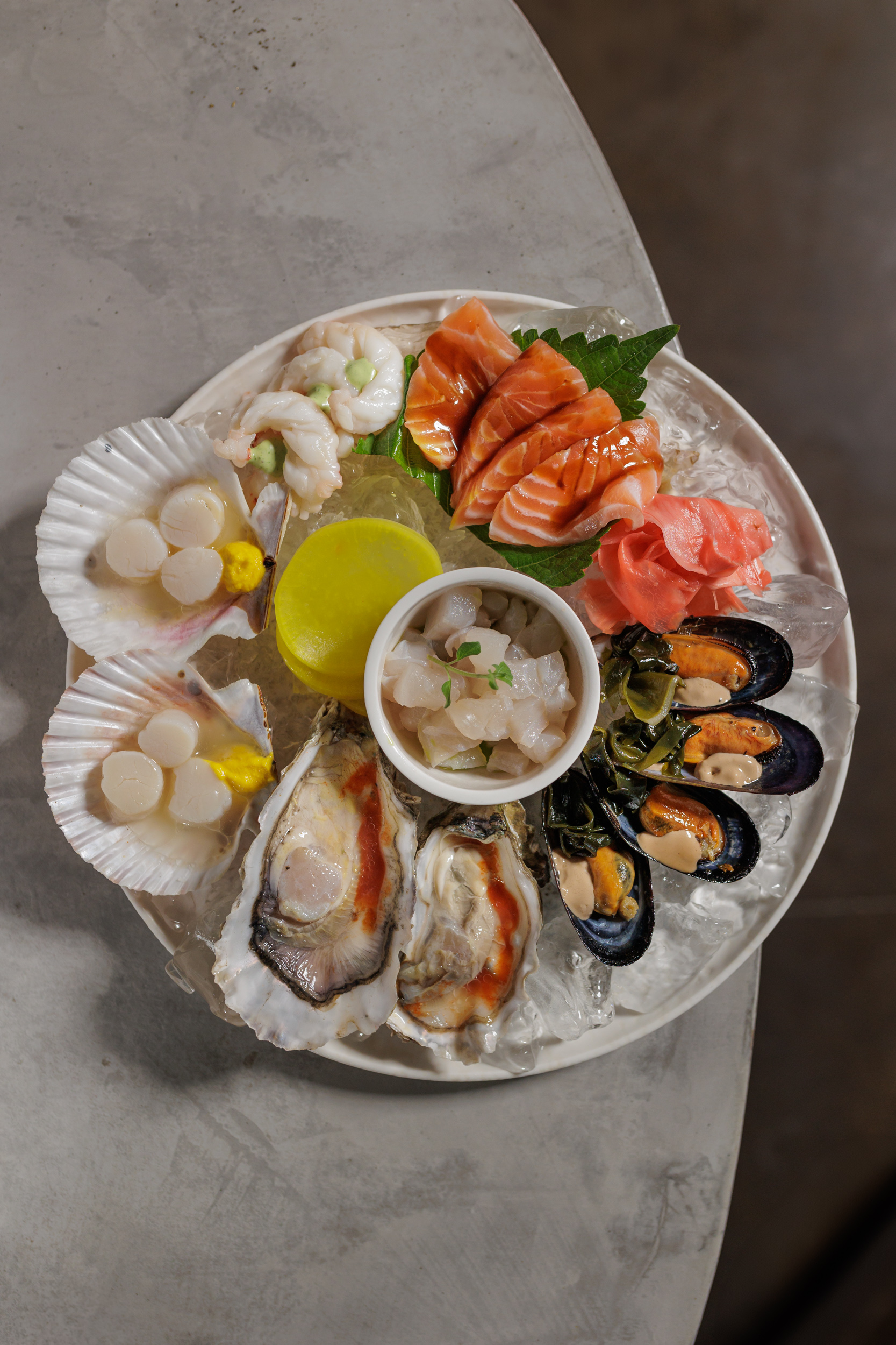 Plato de mariscos frescos