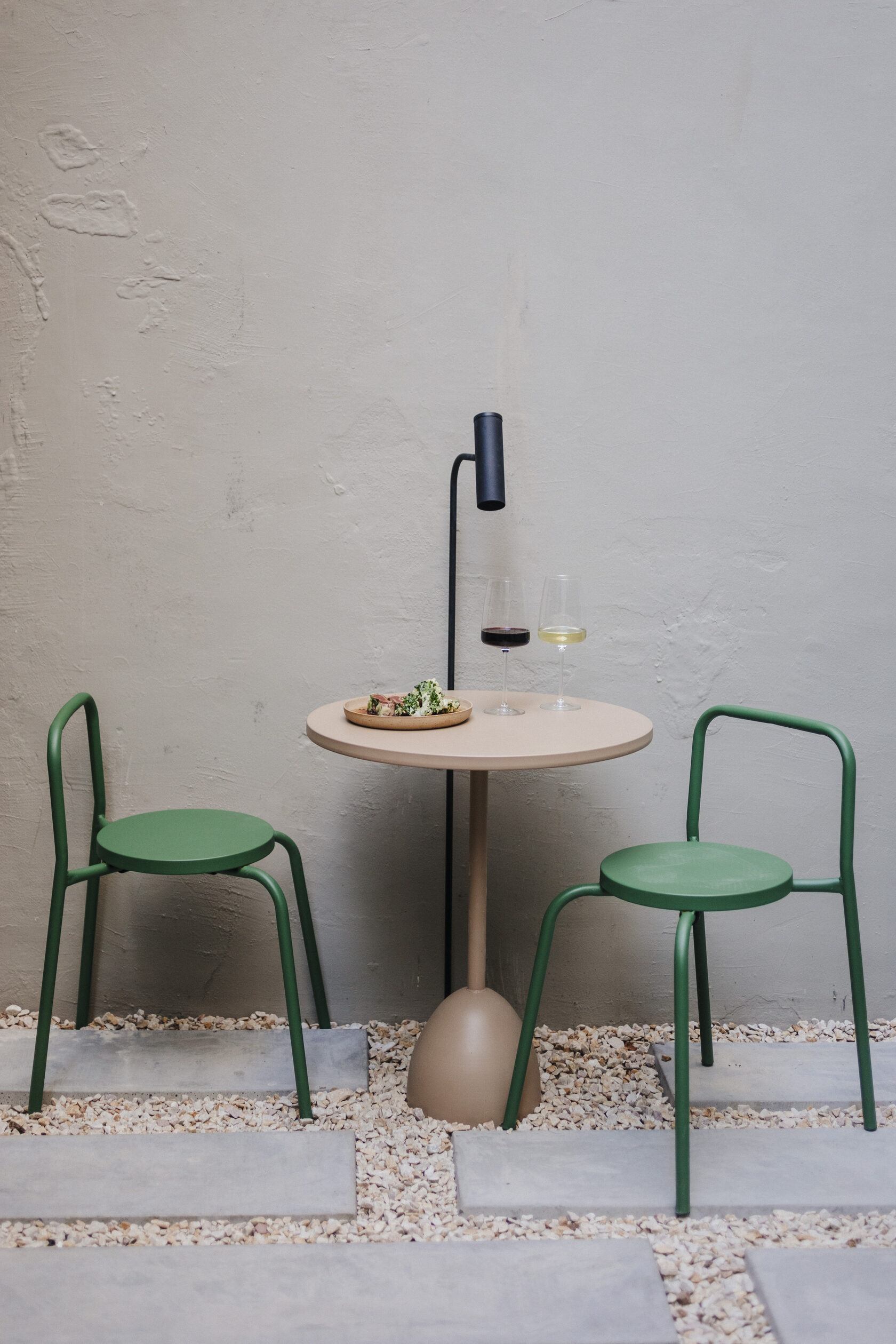 Outdoor space at MUSGO with wine and signature cuisine